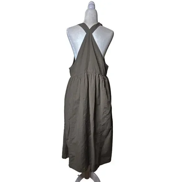 The Shanty Corporation Zhivago Pinafore Sleeveless Midi Dress Green L/XL - Picture 3 of 8